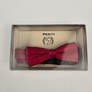 Bracci Mens Red Geometric Jacquard Pre-Tied Bow Tie Adjustable Formal Wedding